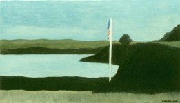 Flag in Yard - Fort Pond, Montauk